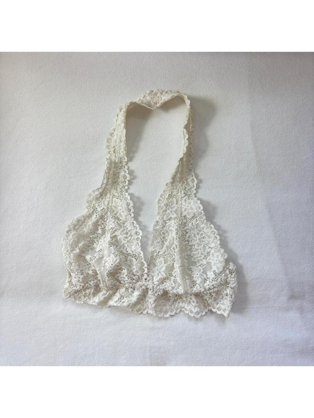 Xhilaration White Floral Lace Halter Bralette Size Small Back Closure BIN D